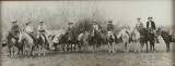 Framed Panoramic Photograph of Co. D, Texas Rangers.  Probably on the King Ranch, marked Louis Studi
