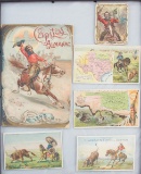 Framed group of vintage Lithographs & complete 1893 Almanac.  Some of these advertisements were used