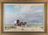 Original Oil on Canvas by noted Texas artist David Sanders (1936-2013).  Painting is signed lower ri