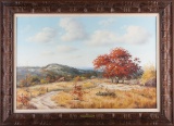 Original Oil on Canvas by noted Texas artist Charte Claire Payne (1925-2011).  Texas Landscape is si