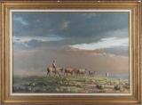 Original Oil on Canvas by noted Texas artist David Sanders (1936-2013).  Painting measures 24