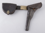 U.S. Military Belt Rig with Flap Holster for a 51 Navy Revolver and U.S. marked Ammo Pouch, marked 