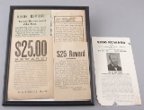 Collection of five vintage Texas Wanted Posters, to include:  $200 reward for Charles W. Robinson, a