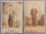 Two vintage Cabinet Cards, one is of Lawman W.A. McClain, with 5-point star badge.  Photographer 