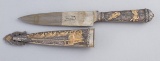 Fancy silver and gold plated Gaucho Side Knife, 5 1/4