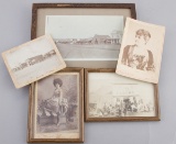 Group of 5 early Photographs and Cabinet Cards.  Two Cabinet Cards of Saloon Ladies;  One is a photo