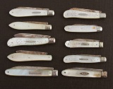 Collection of 10 early Pen Knives, circa 1890s-1910, all with mother of pearl handles, 8 of which ar