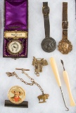 Collection of 7 vintage Collectables to include: 4 Watch Fobs advertising the following,  R.T. Frazi