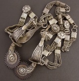 Ornate pair of silver Chilean Dress Spurs, complete with chains and fancy decoration, excellent cond