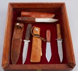 Group of four Side Knives to include:  Marked W. R. Case and Sons, Bradford, PA., 9 1/8