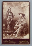 Wild West Cabinet Card of Eagle Eye and wife Neola, photographer 