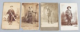 Group of four vintage Cabinet Cards, all carrying weapons, some carrying Bowies, measuring 4 1/4
