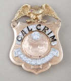 Heavy 10 Kt. gold shield Badge with eagle crest.  Engraved on back 