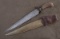 Unmarked large Knife with form fitted brass Sheath.  16 3/8