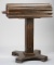 Custom wooden Pedestal Saddle Stand, finished in an antique style patina.  Measures 40