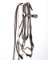 Spotted miniature leather Bridle and matching Reins, mounted with a beautiful Donald Pierce engraved