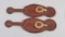 Pair of heavy two piece basket weave straps marked 