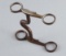 Fine miniature Iron Bit with sterling and copper, hand engraved standing crane on cheek piece, marke