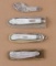 Collection of four vintage sterling silver and mother of pearl ladies Knives, circa late 1800s to 19