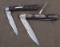 Two Folding single blade Knives, (1) One with locking blade with sterling inlaid handle marked 