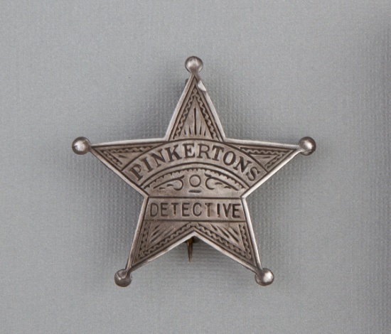 Pinkerton Detective Badge, five point ball star, 2 1/4" across points, circa 1900 or prior to.  Geor