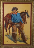 Large original Oil on Canvas by noted CA artist, John W. Hampton (1918-2000), titled 