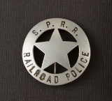Circle star Badge, S.P.R.R. Railroad Police, 2 1/8
