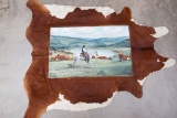 Unique Painting by noted Texas artist, the late Jack Bryant, signed lower left, subject is cattle sc