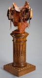 Antique oak, heavily carved Pedestal, circa 1900, 27 1/2