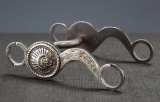 Miniature iron Bit with engraved silver overlay and Bohlin style Indian head conchos on cheek piece,