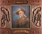 Unique and all original framed oil on canvas of Buffalo Bill signed J.M. Flagg, 1953.  Painting is f