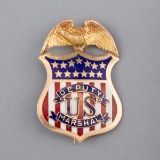 10 Kt gold, Deputy U.S. Marshal, Shield Badge with eagle crest, 2 1/4