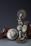 Fine pair of double mounted Spurs by noted Texas Bit and Spur Maker Kevin Burns, in the famous and d