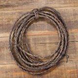 Unusual early rawhide braided Reata with unusual hondo, approximately 35 Ft long.