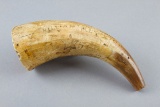 Early Scrimshaw Powder Horn.  The eagle on this horn was copied from a militia belt buckle pattern i