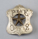 Very early Police Officer Badge, very ornate with 5-point star center shield, 2 1/2