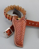 Unique miniature Basket Weave Holster and matching Cartridge Belt, marked Vern Martin, Amarillo, Tex