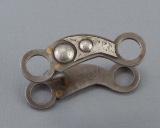 Miniature Iron Bit with fancy engraved silver overlay on cheek piece, made by Donald Pierce.  Deanie