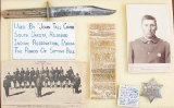 Group Collection with typed letter stating that Badge and Knife were used by Bertha Tallcrane's Grea