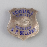 Constable, Liberty Township, A.P. Bellows Badge, shield shape, 2