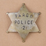 Fargo Police #2 Badge, 6-point ball star, 3