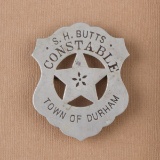 S. H. Butts, Constable, Town of Durham Badge, shield star, 2 3/4