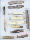 Group of 12 vintage, Folding Knives, circa 1890 to 1930, some are marked 