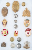 Collection of 19 Badges, Cap Badges and Buttons.  Will be sold as one .  George Jackson Collection.