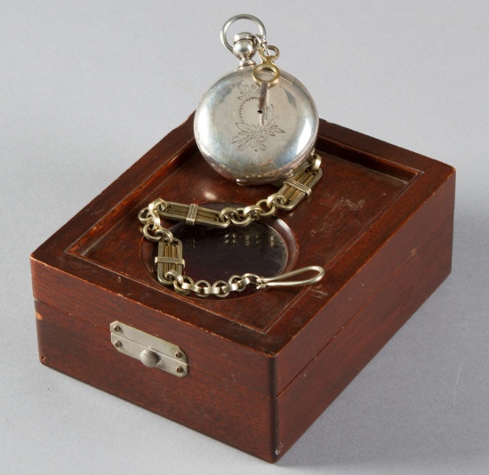 Personal, key wind, Pocket Watch once belonging to J.W. Simmons.  This coin silver Hunting Case Watc