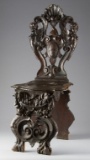 Ornate, antique Side Chair with carved winged cherubs, circa 1880s, 44