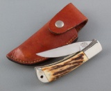 Unique hand made folding blade Hunting Knife, marked Wano Knives, Austin, TX.  Made by Master Knife