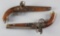 Pair of early Belgian marked Flintlock Belt Pistols, approximately .68 Caliber, 8