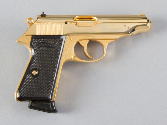 Walther, Semi-Automatic Pistol, 7.65 Caliber, SN 20631, 3 1/2" barrel, gold finish, excellent condit