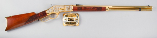 Cased, engraved, Model 1866, Lever Action Rifle, manufactured by Taylor's & Co., Inc., Winchester, V